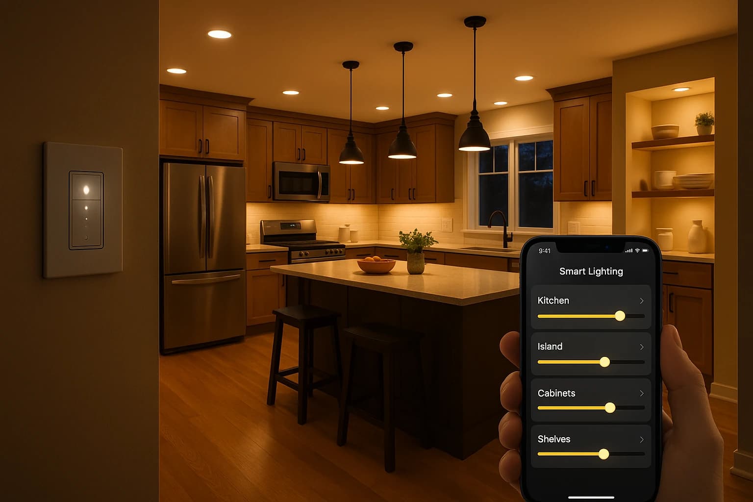 Kitchen smart lighting installation